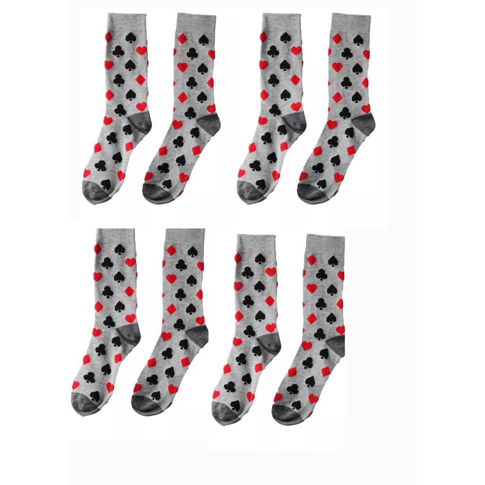 West Loop Men's Gray Poker Deck of Cards Dress Socks NWT 6-12 Shoe Size 4‎ Pairs